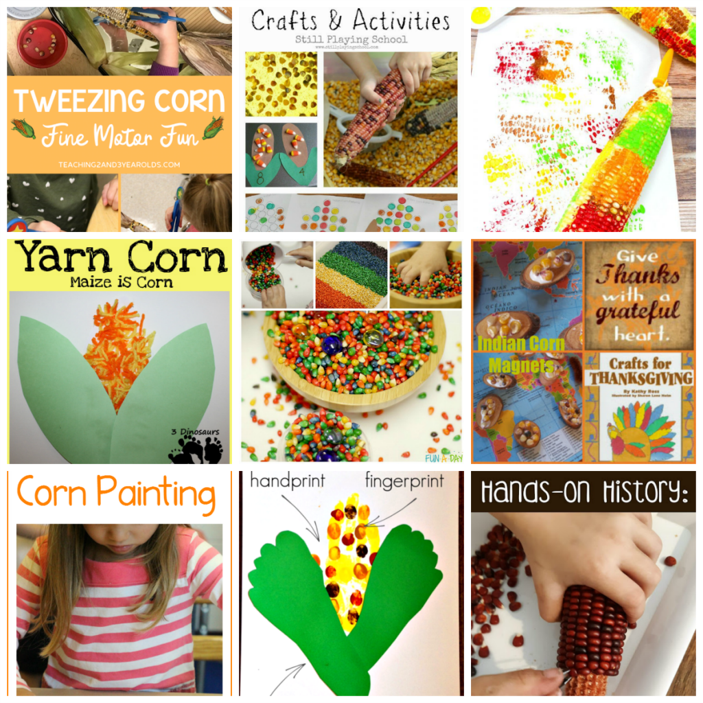 Flint Corn (Indian Corn) Activities, Arts and Crafts for Preschoolers