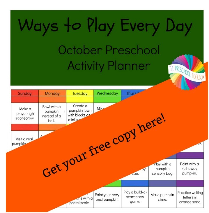 Ways to Play Every Day in October Free Printable Pumpkins Activity Calendar for Preschoolers