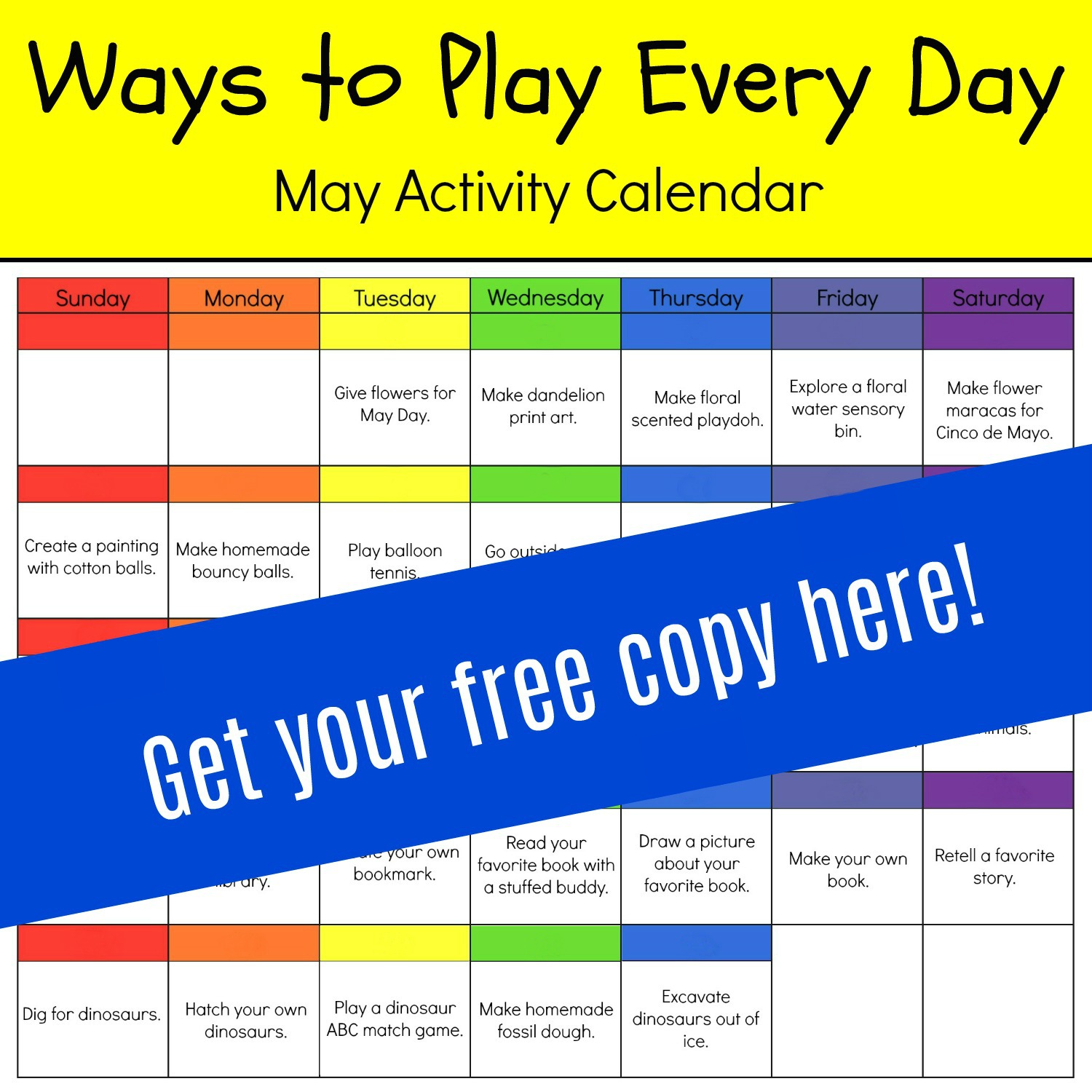 Playful Learning May Activity Calendar for Preschool