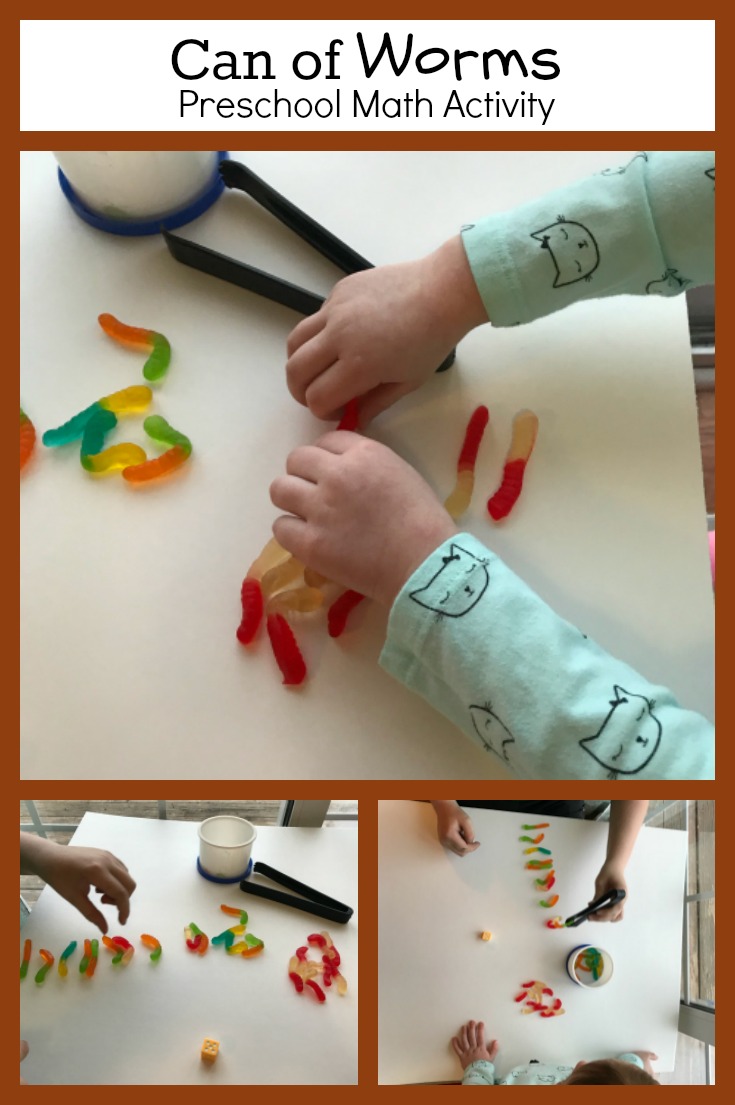 Can of worms counting game for preschoolers