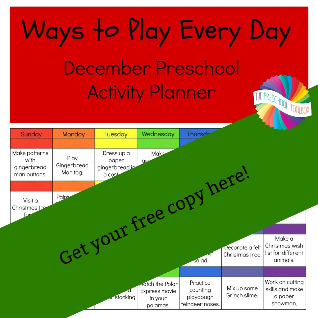 FREE December Preschool Activity Calendar