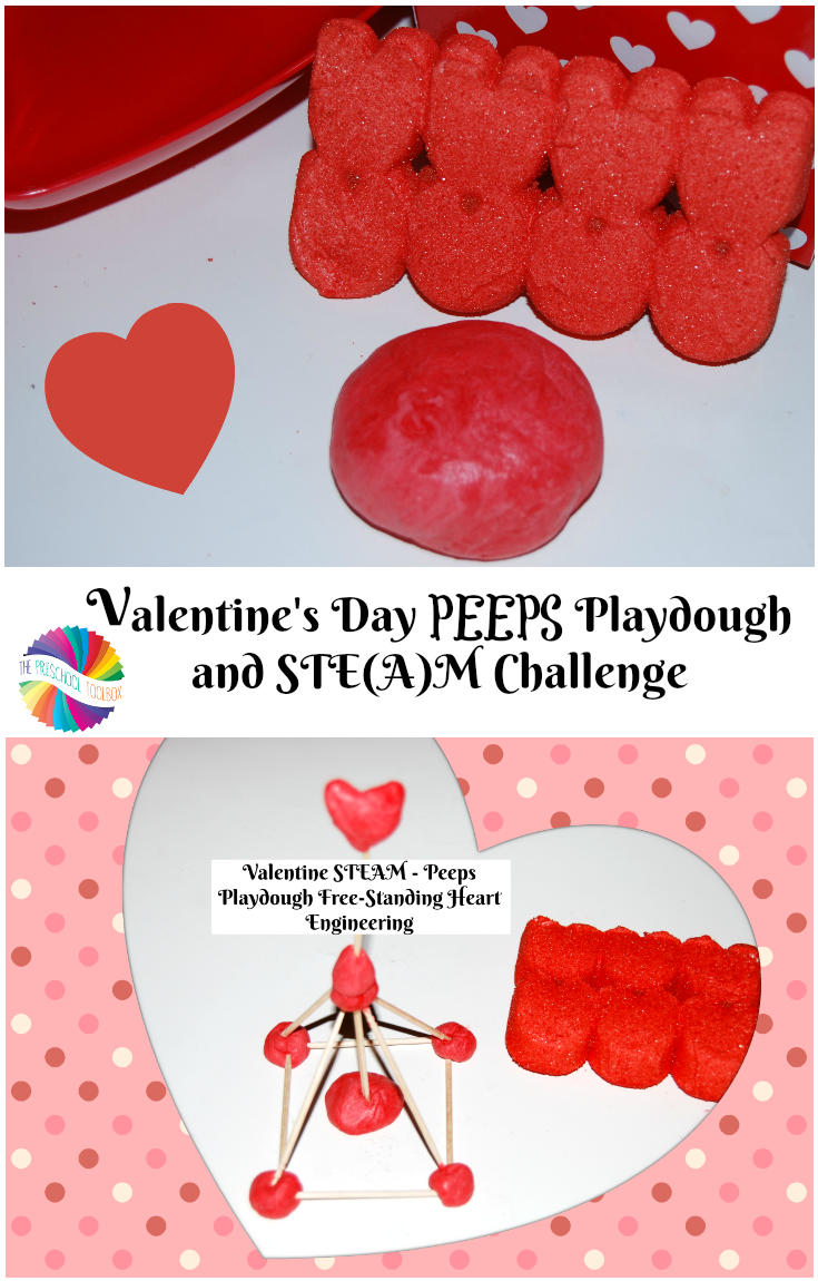 PEEPS Playdough and a Valentine\'s Day STEAM Challenge for Kids