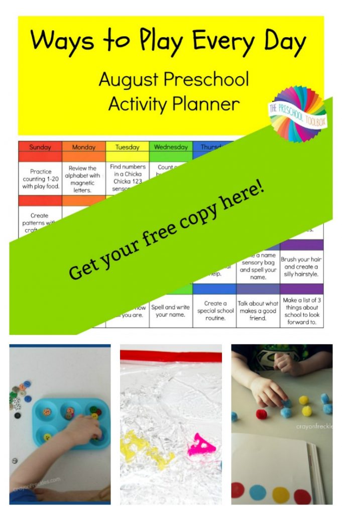 Free printable August Activity Calendar for Preschoolers