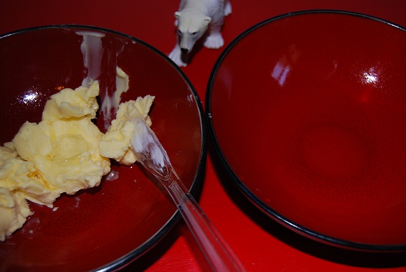 When the uncoated ice melts, cut into the blubber coated ice. What will the kids find?