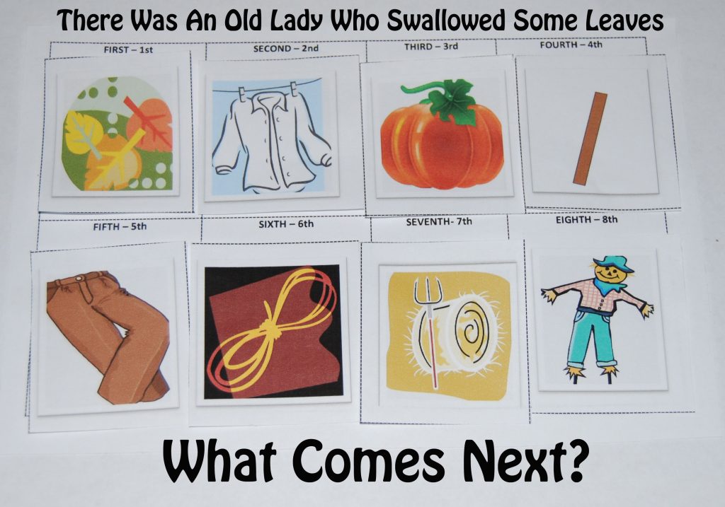 There Was An Old Lady Who Swallowed Some Leaves Story Cards