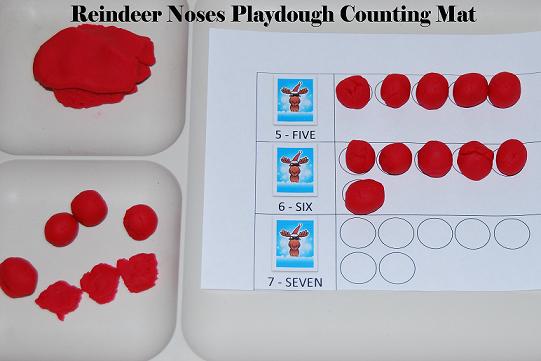 Reindeer Noses Playdough Counting Mats