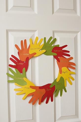 Fun Handprint Wreath from Education dot com