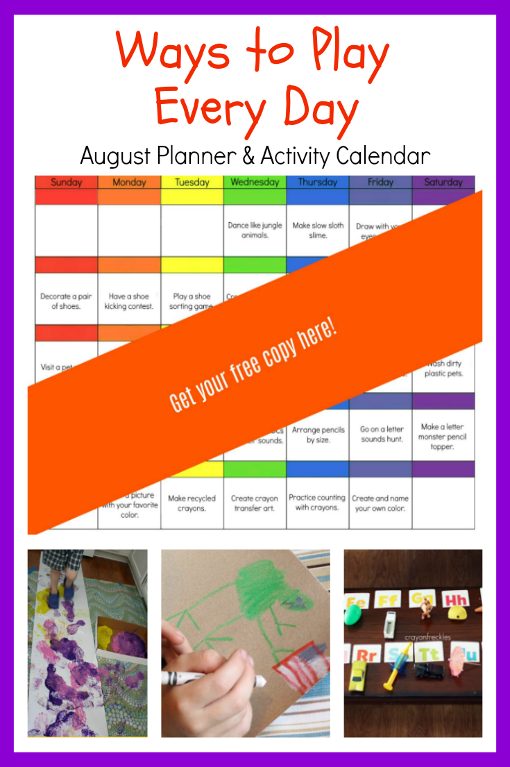 August Ways to Play Every Day Activity Calendar for Preschoolers