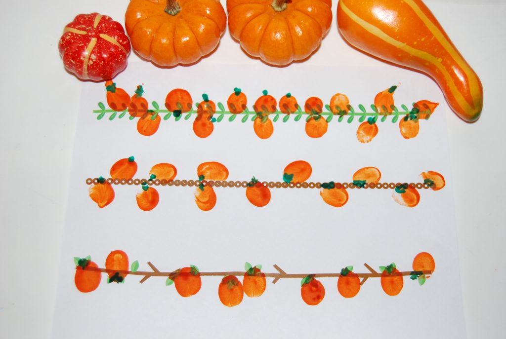 pumpkin vines with thumbprint pumpkins